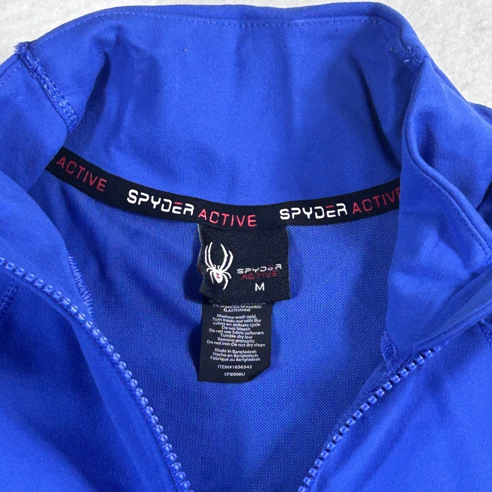 Spyder Active Mens Blue Full Zip Mock Neck Running Training Jacket Size M SP8006